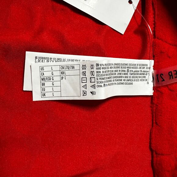 Forever 21 Women Swim Cover Up Dress L Red Heart Terrycloth Button Down NWT - Picture 6 of 7